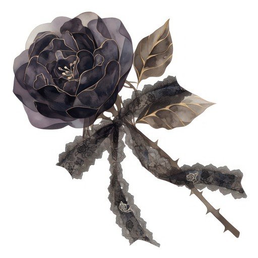 Elegant Black Rose with Lace and Gold Accents