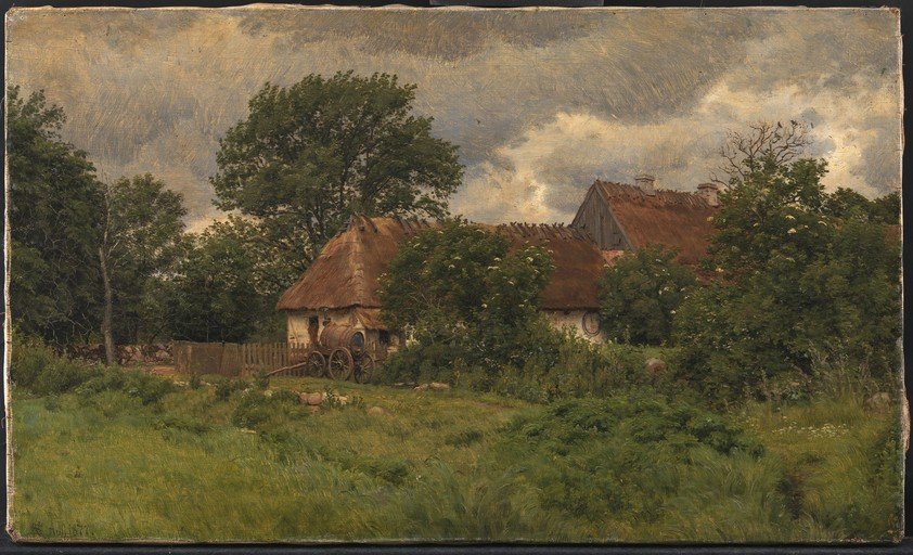 Idyllic Rural Landscape with Thatched Cottages