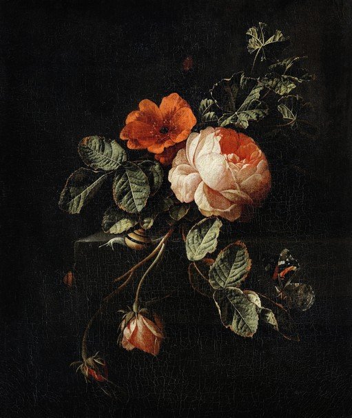 Still Life with Flowers, Snail, and Butterfly