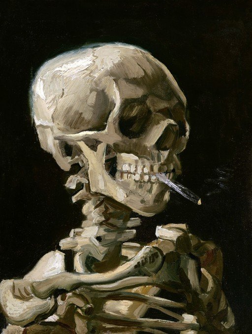Skeleton Smoking a Cigarette