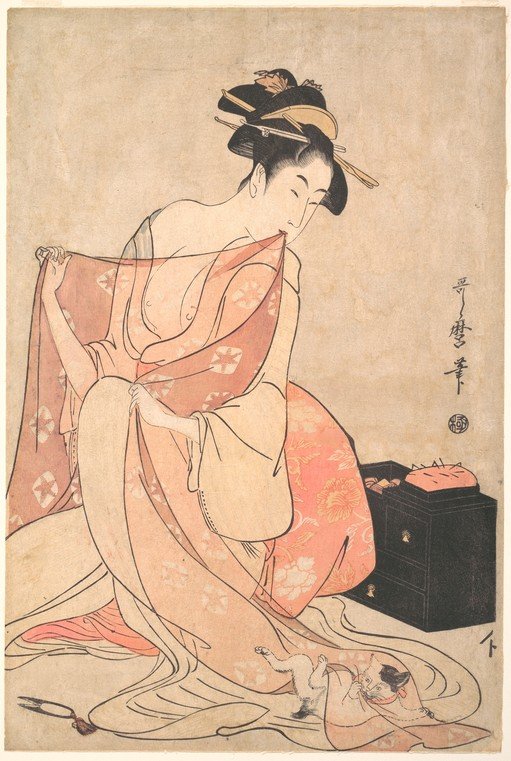 Geisha and Kitten in a Dressing Room
