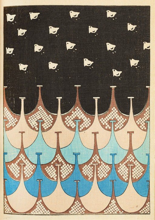Art Nouveau Birds and Boats Pattern