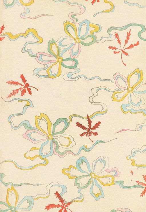 Vintage Japanese Ribbon and Leaf Pattern