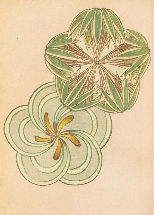 Art Nouveau Floral Design with Starburst and Swirl Motifs