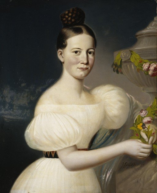 Portrait of a Young Woman in a White Dress