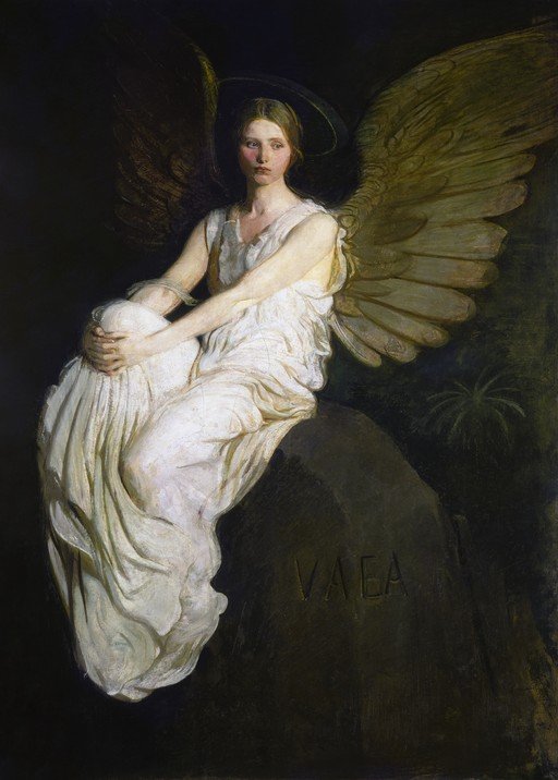 Angel with Wings Sitting on a Rock