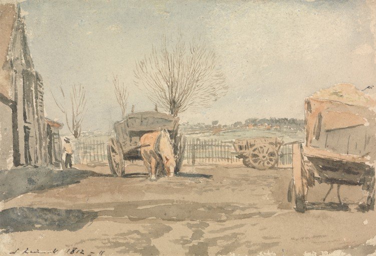 Rural Scene with Horse and Carts