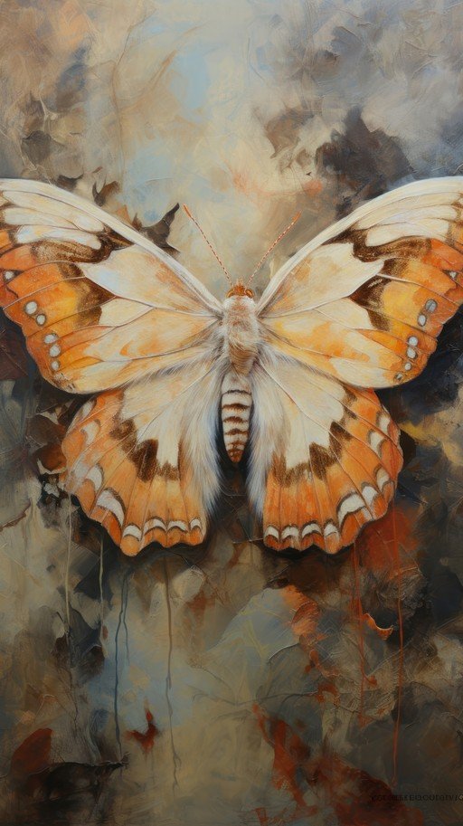 Detailed Painting of an Orange and White Butterfly