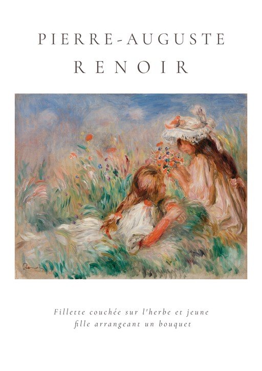 Two Girls Arranging Flowers in a Field by Pierre-Auguste Renoir