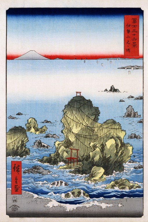 Mount Fuji and Sea Rocks with Torii Gates