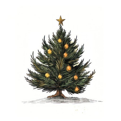 Decorated Christmas Tree with Star