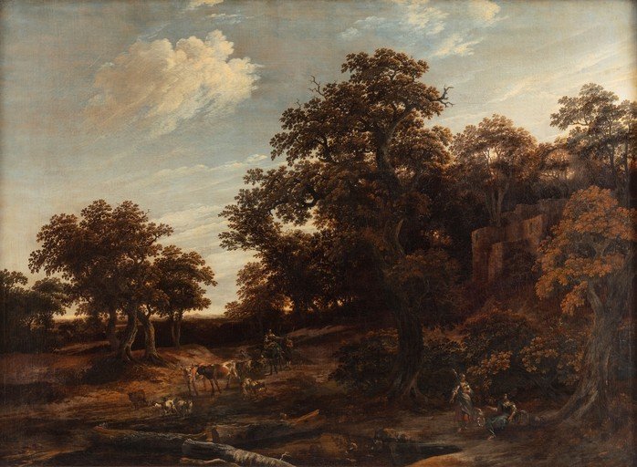 Pastoral Landscape with Figures and Cattle