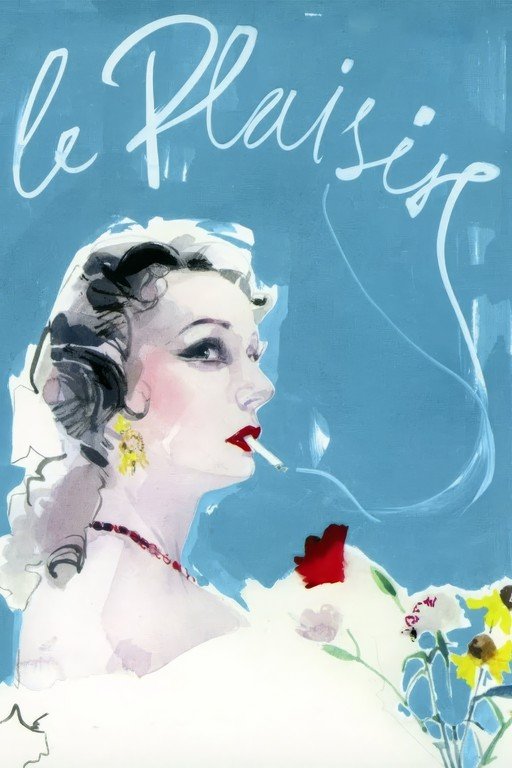 Elegant Woman Smoking with Flowers