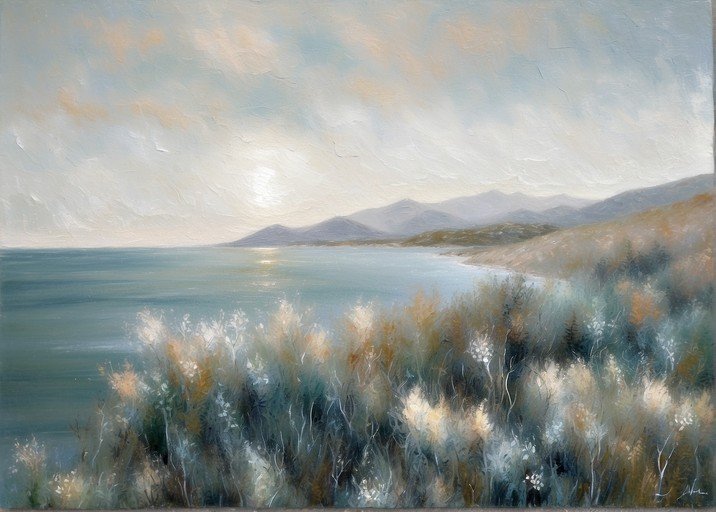 Serene Coastal Landscape Painting