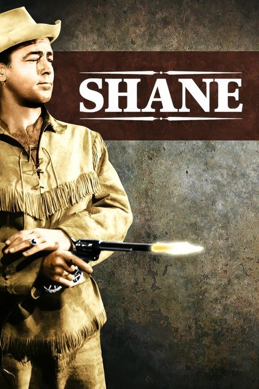 Shane Movie Poster with Man Firing a Revolver