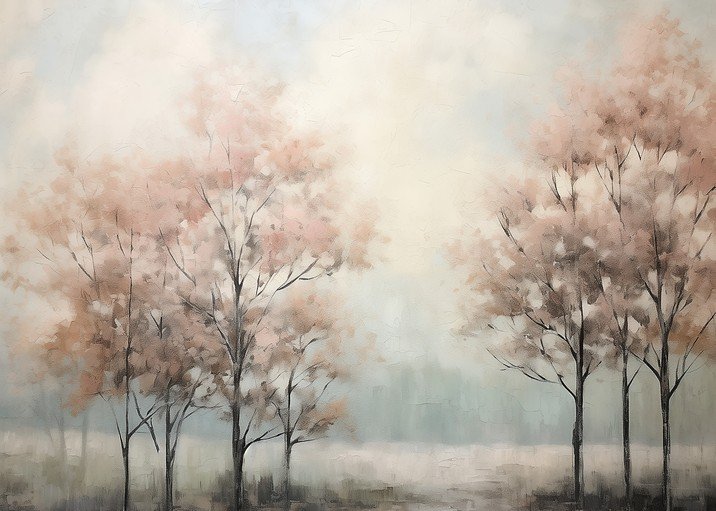 Softly Blended Trees in a Misty Landscape
