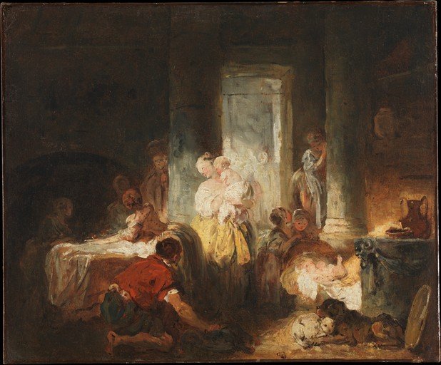 Domestic Scene with Figures and Dogs
