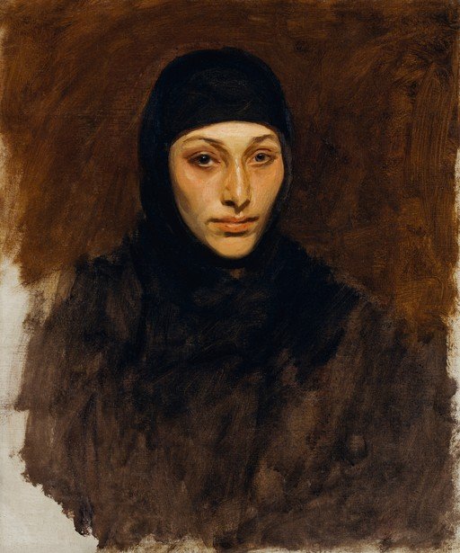 Portrait of a Woman in Black Headscarf