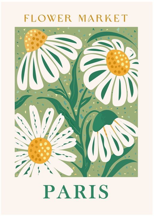 Paris Flower Market Poster with Daisies