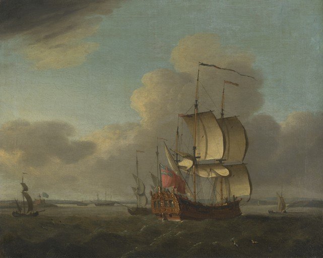 17th-Century Dutch Ship Sailing on a Choppy Sea