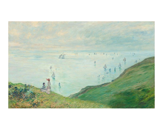 Impressionist Seascape with Sailboats and Figures