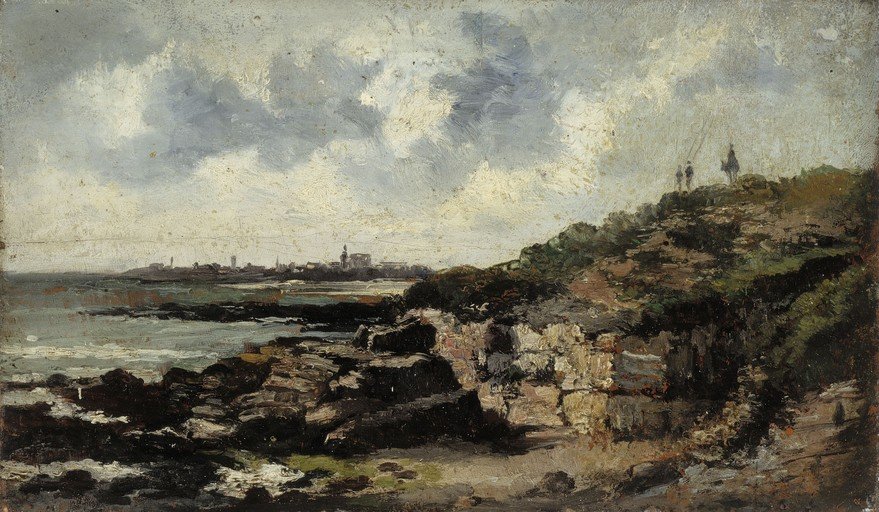 Coastal Landscape with Figures and Distant Town
