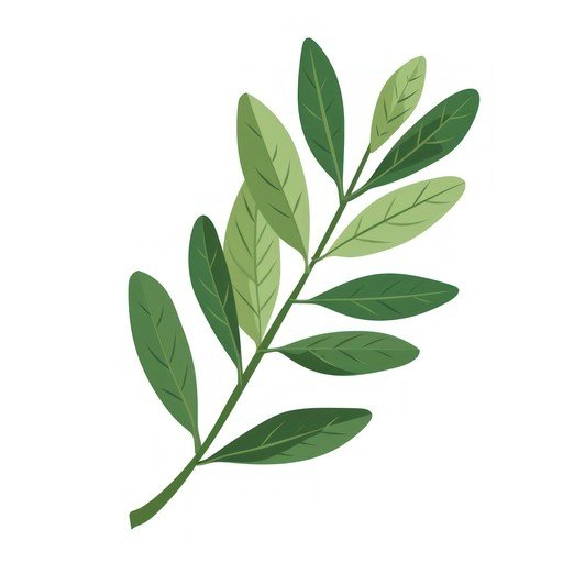 Stylized Green Leafy Branch Illustration