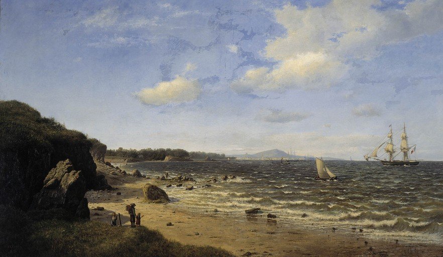Coastal Landscape with Sailing Ships and Figures