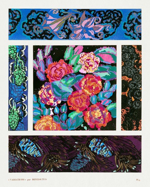 Art Nouveau Floral and Abstract Decorative Borders