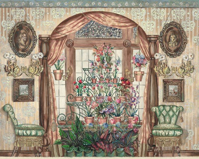 Victorian Conservatory with Abundant Floral Displays