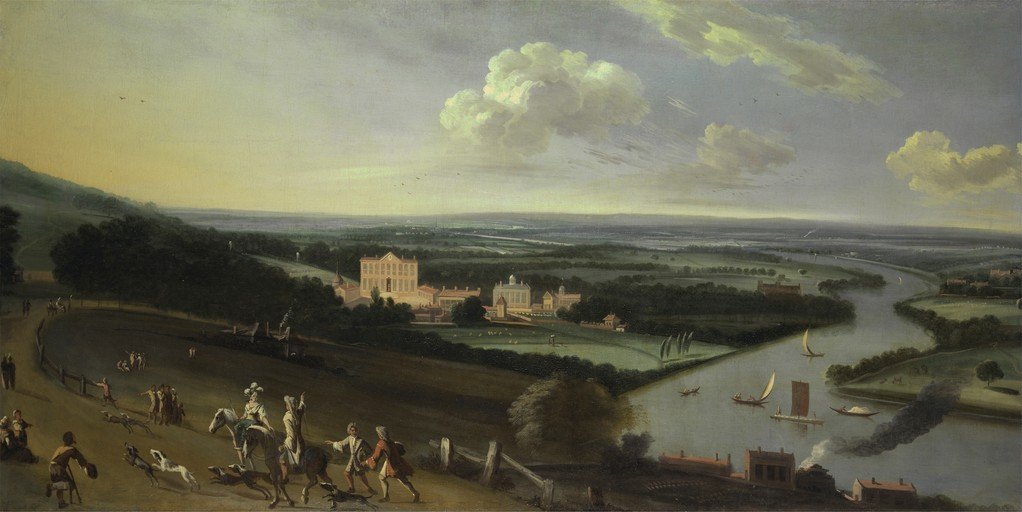 Grand Estate Landscape with River and Hunting Party