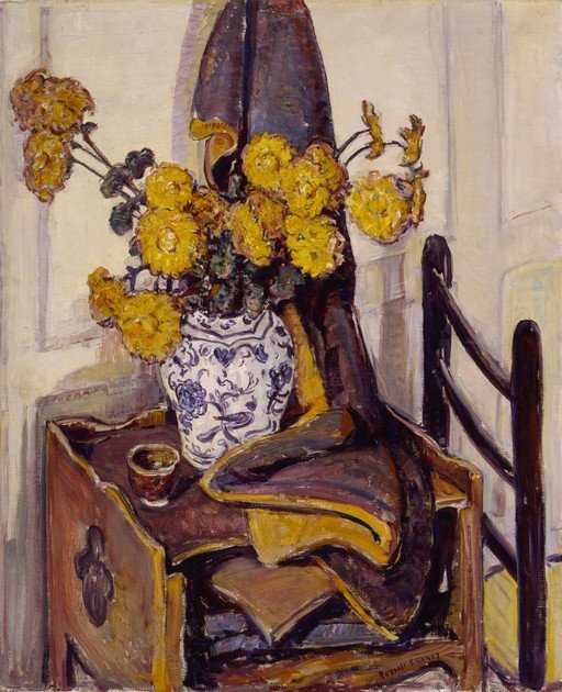 Still Life with Yellow Flowers and Saddle