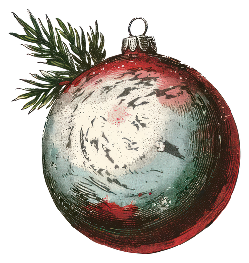 Vintage Christmas Ornament with Pine Sprig