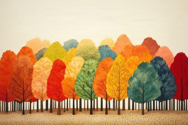 Vibrant Autumn Forest Painting