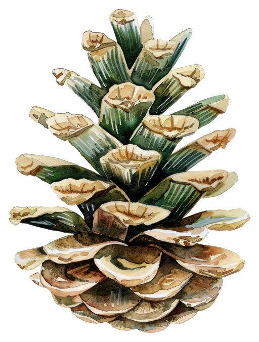 Watercolor Pinecone Illustration