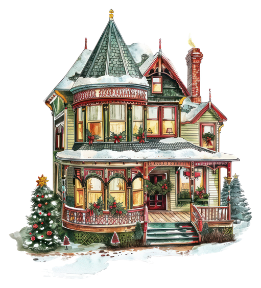 Victorian Home Decorated for Christmas