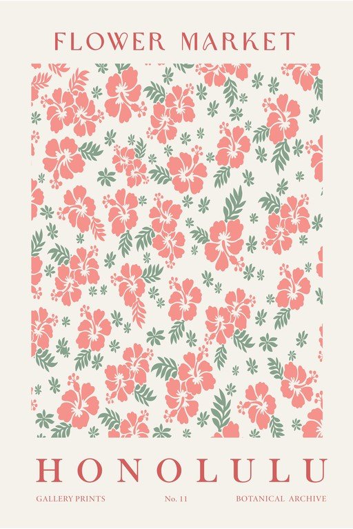 Honolulu Flower Market Botanical Archive Print