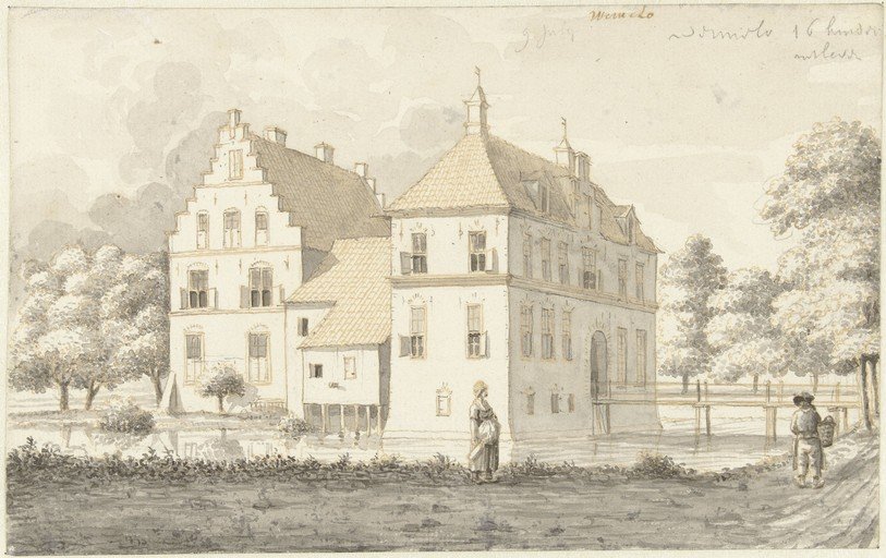 17th Century Dutch Manor House with Figures and Water