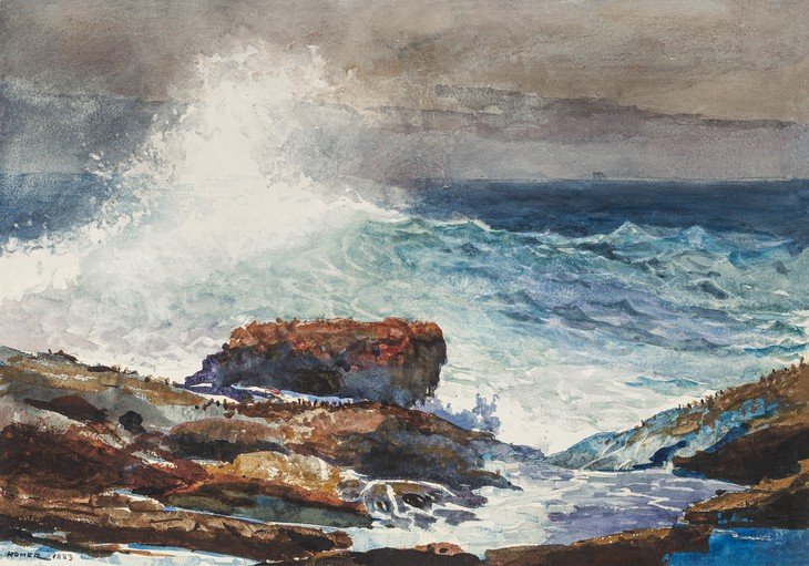 Stormy Seas Crashing Against Rocky Shore