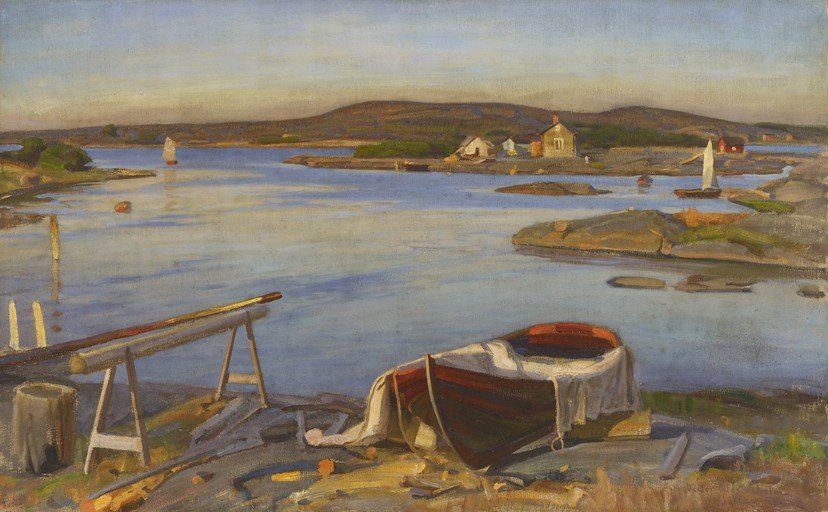 Coastal Landscape with Boats and Buildings