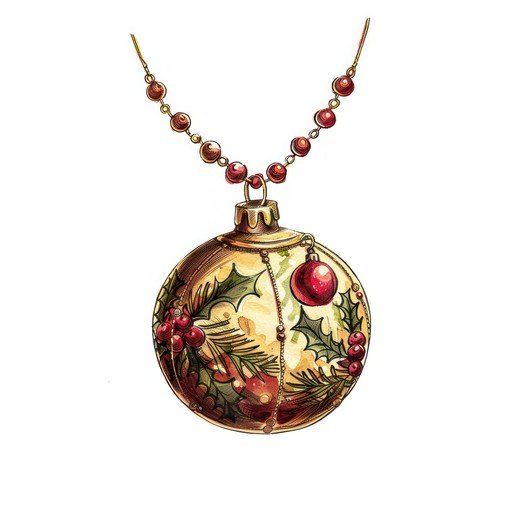 Christmas Ornament Necklace Illustration