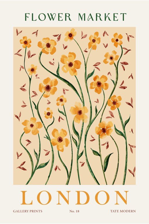 London Flower Market Art Print