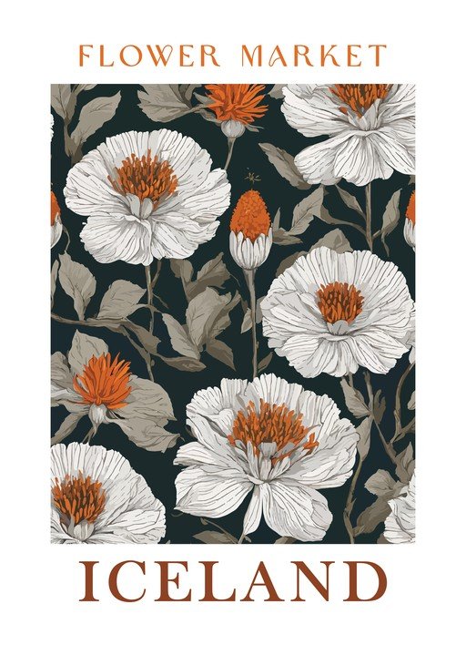 Iceland Flower Market Poster