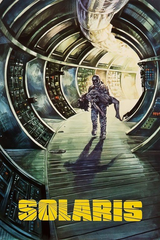 Solaris Movie Poster: Astronaut Carries Woman Through Sci-Fi Corridor