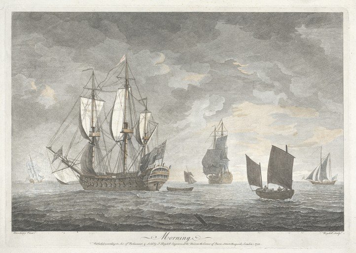 Morning Scene with Sailing Ships at Sea