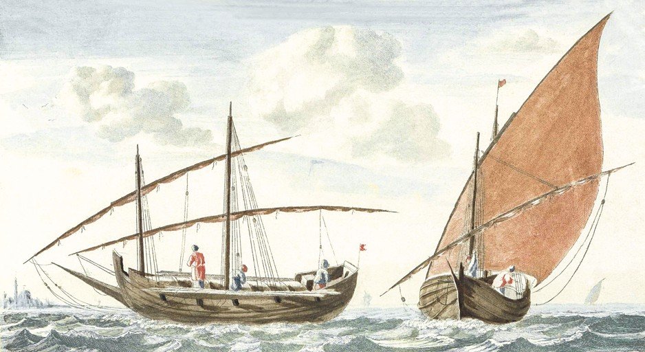 Two Sailing Vessels on a Wavy Sea