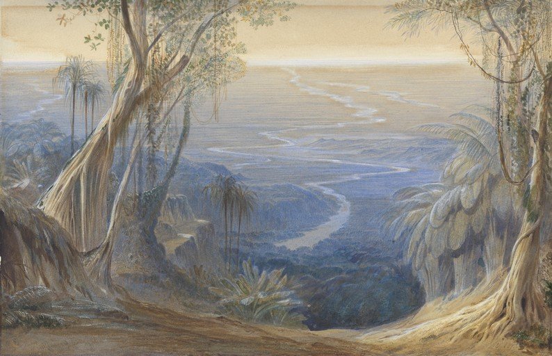 Tropical River Valley Landscape Painting