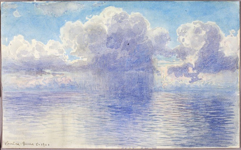 Watercolor of Venice Sea and Clouds