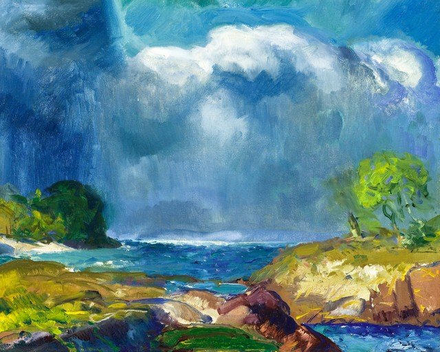Impressionist Seascape Painting of a Rocky Coastline