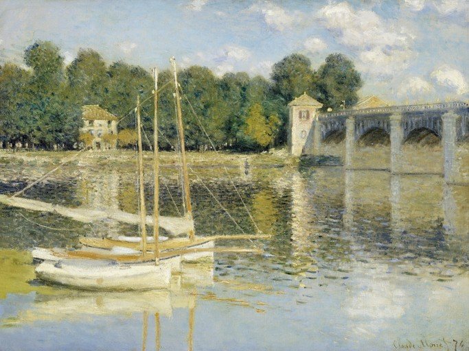 Boats on the Seine with a Bridge